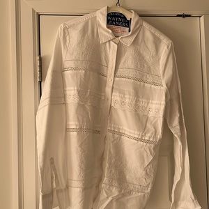 GAP size medium white button down with eyelet detail on front and sleeves